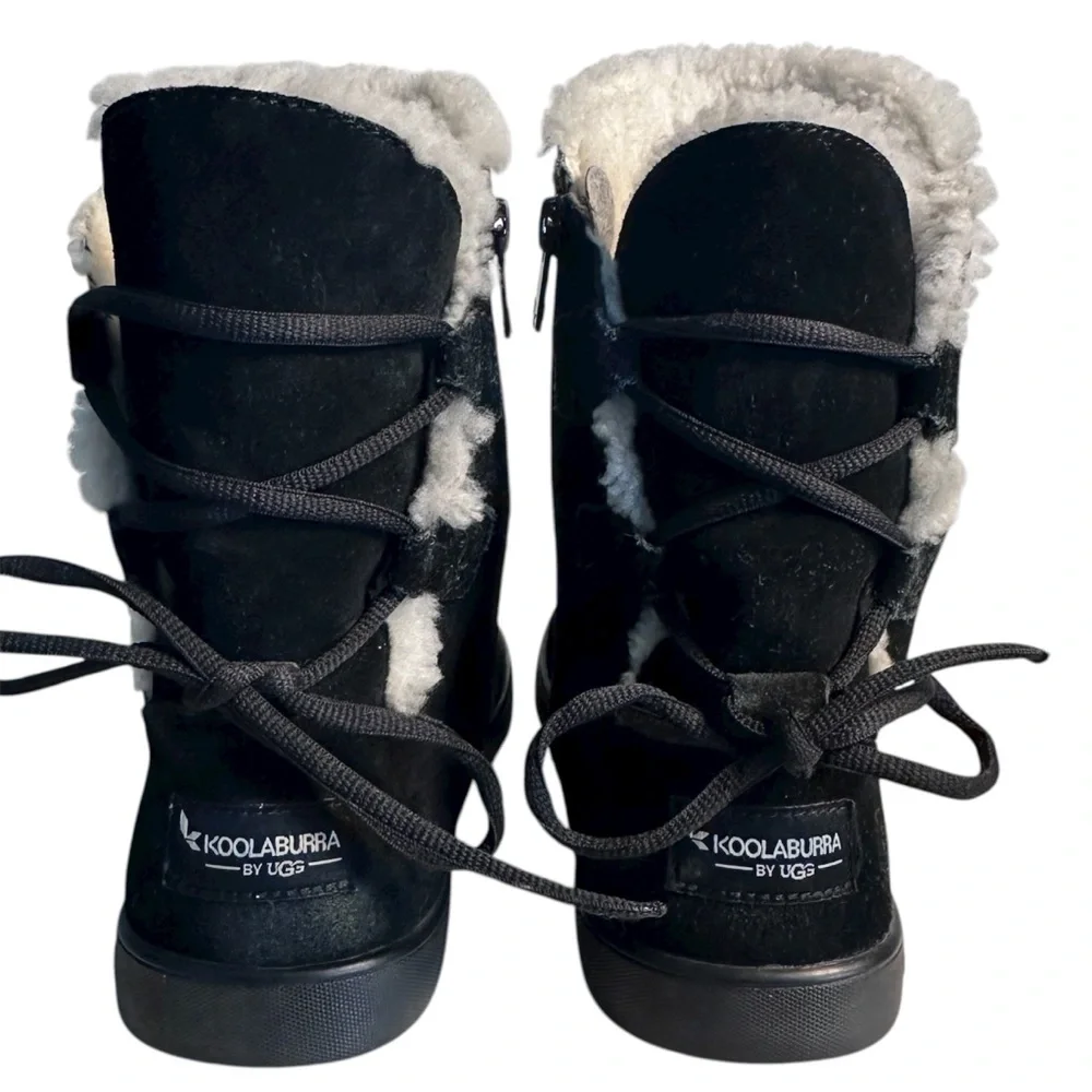Koolaburra by UGG Shazi Short Tie Black Sheepskin Winter Boots
